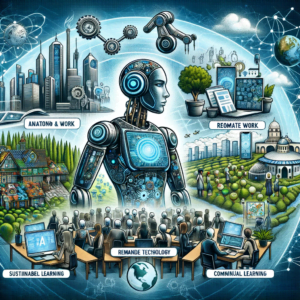 Futuristic cityscape symbolizing the impact of technology on the future of work.