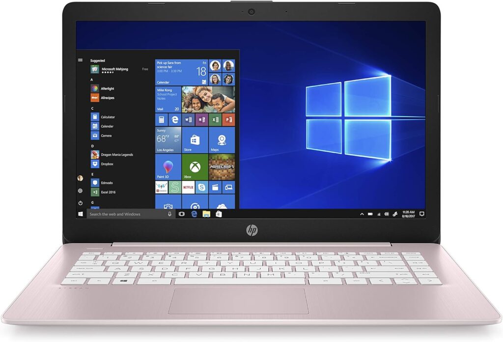 HP Stream 14-Inch Laptop, Intel Celeron N4000, 4 GB RAM, 64 GB eMMC, Windows 10 Home in S Mode With Office 365 Personal For 1 Year (14-cb188nr, Rose Pink)
